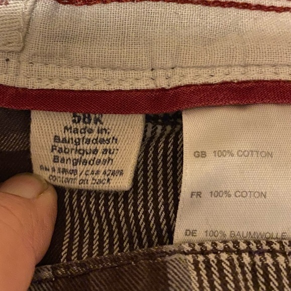 626 Blue Cargo Shorts Brown Plaid Tag 58R Measured 54 Plus Size - Picture 4 of 12